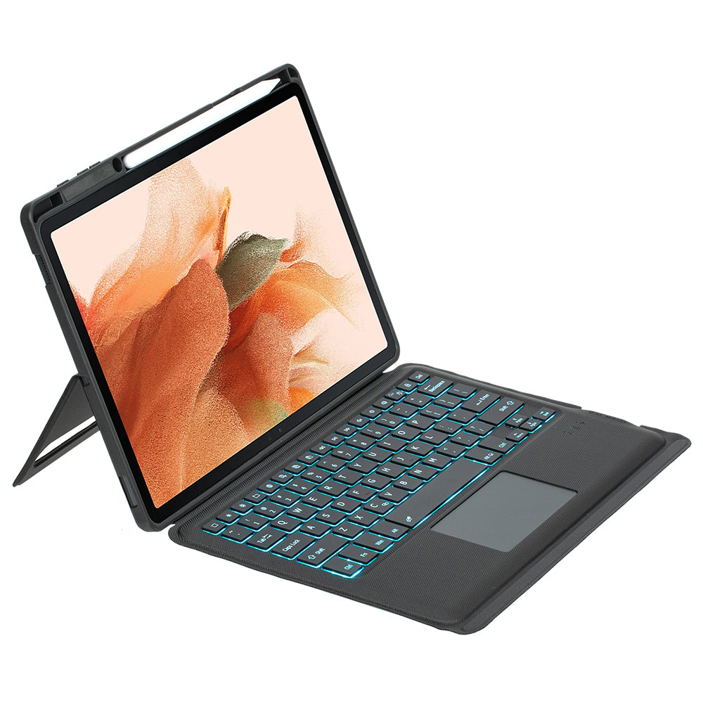 T970B-AS pro Samsung Galaxy Tab S7+ T970 / S7 FE T730 / S8+ X800 Odnímatelná Bluetooth klávesnice Pouzdro na chytrý tablet s touchpadem / podsvícením T970B-AS pro Samsung Galaxy Tab S7+ T970 / S7 FE T730 / S8+ X800 Odnímatelná Bluetooth klávesnice Pouzdro na chytrý tablet s touchpadem / podsvícením